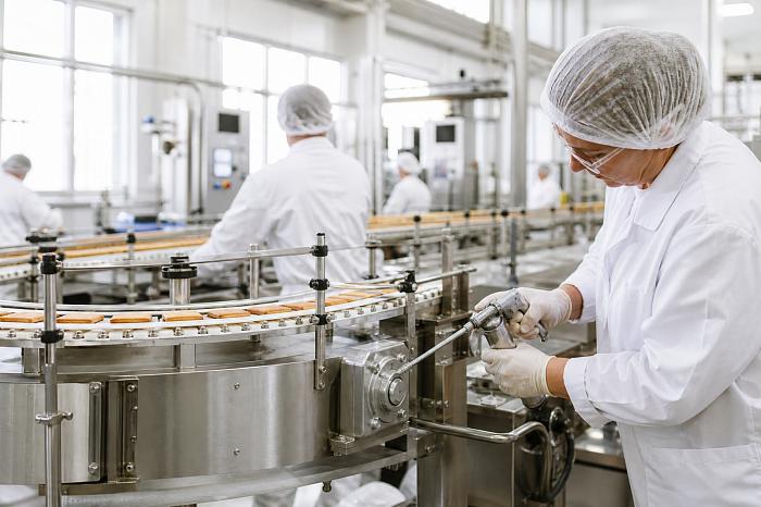 Защита пищевых продуктов на производстве: смазка механизмов конвейера и упаковочного оборудования.